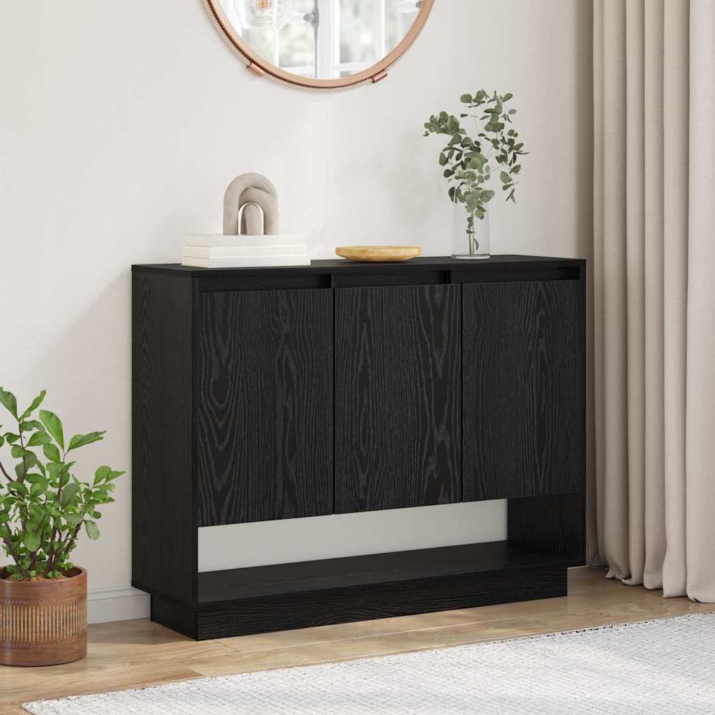 Sideboard Schwarz Eichen-Optik 97 x 29 x 75 cm Holzwerkstoff