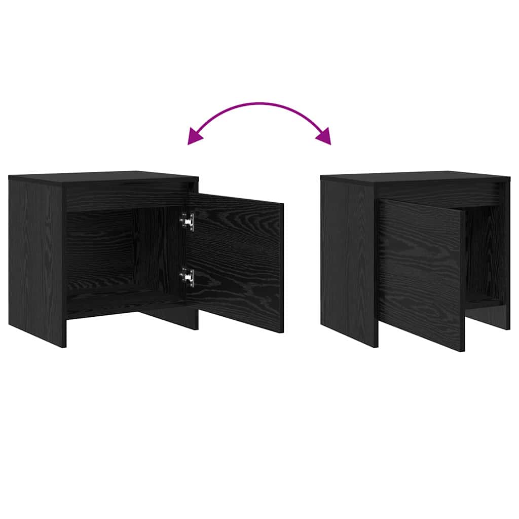 Nachttisch Schwarz Eichen-Optik 45 x 34 x 44.5 cm Holzwerkstoff