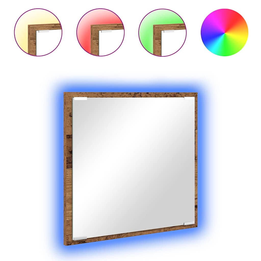 LED Badezimmer Spiegel Altholz 40 x 8,5 x 37 cm Holzwerkstoff