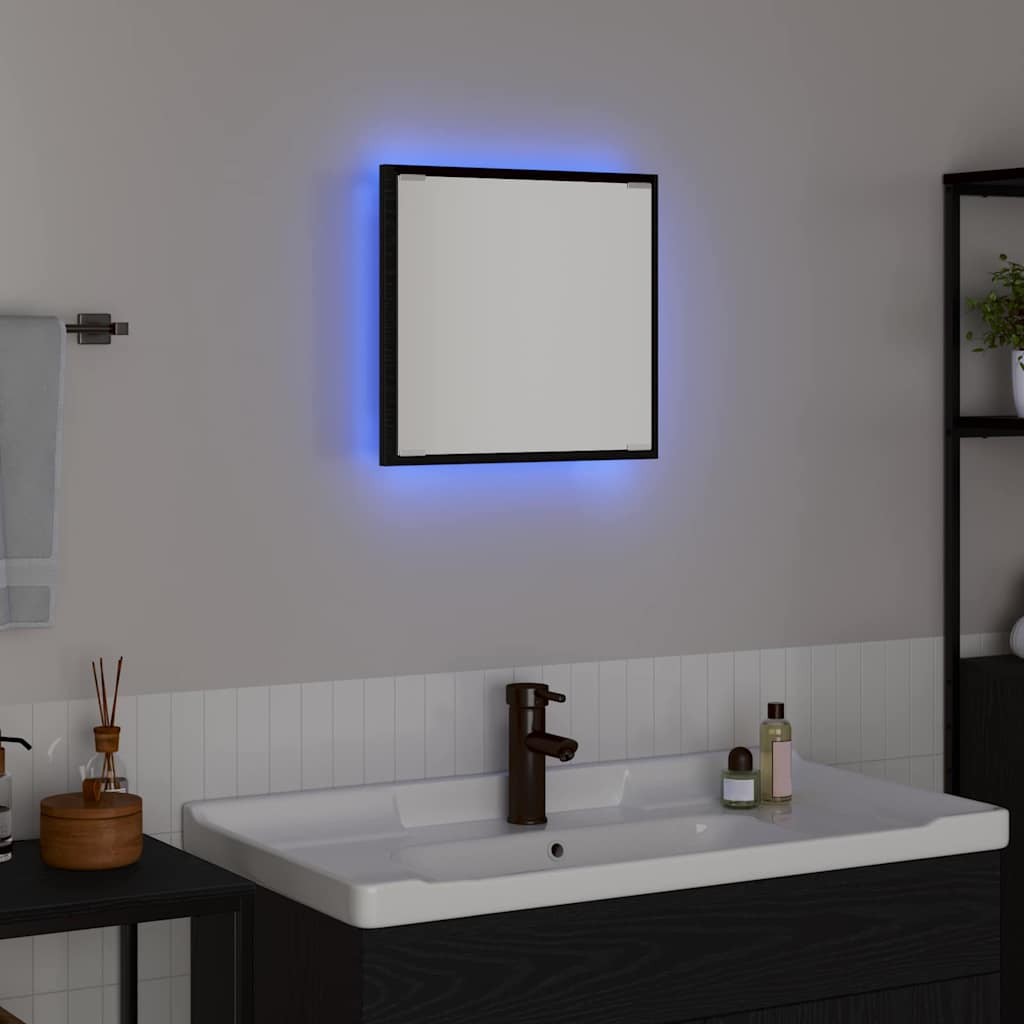 LED Badezimmer Spiegel Schwarz Eichen-Optik 40 x 8,5 x 37 cm
