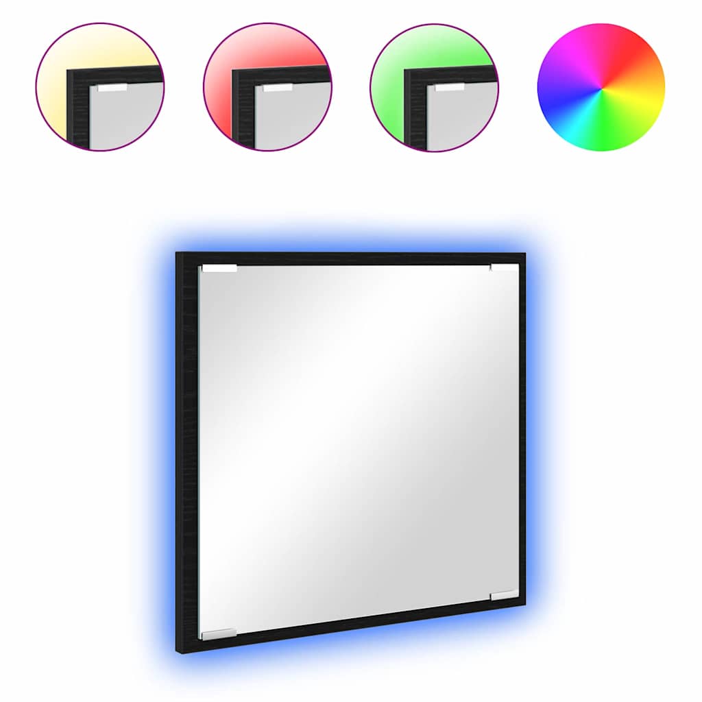 LED Badezimmer Spiegel Schwarz Eichen-Optik 40 x 8,5 x 37 cm