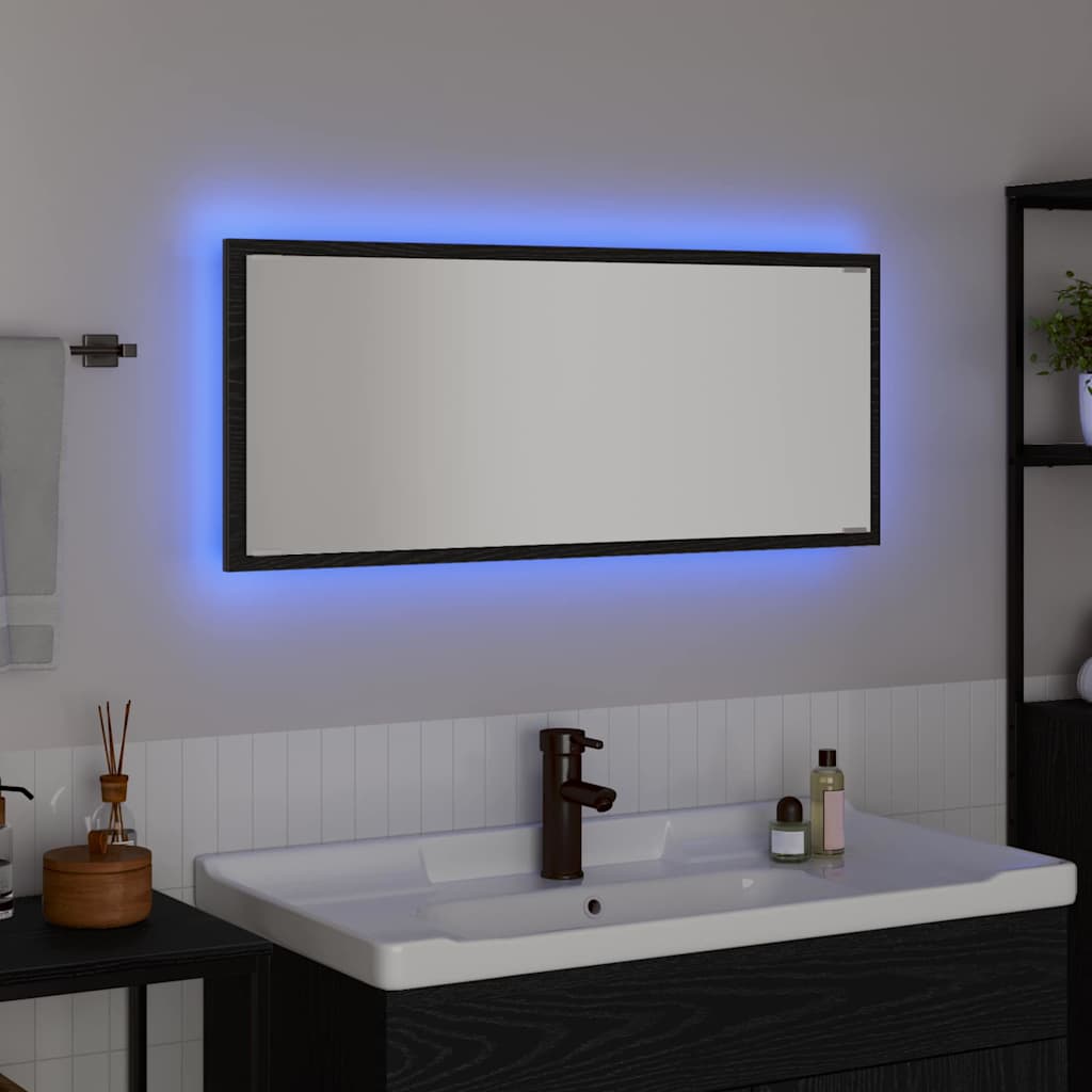 Spiegel Schwarz Eichen-Optik 90 x 8.5 x 37 cm Holzwerkstoff