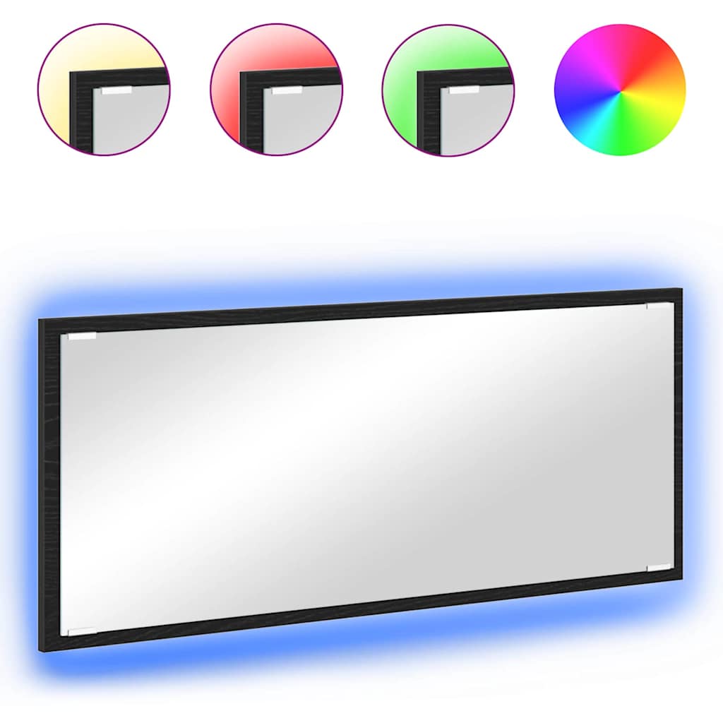 Spiegel Schwarz Eichen-Optik 90 x 8.5 x 37 cm Holzwerkstoff