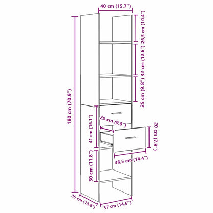 Bücherregal Altholz 40 x 35 x 180 cm Holzwerkstoff
