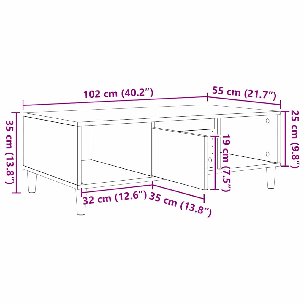 Couchtisch Betongrau 103,5 x 60 x 35 cm Holzwerkstoff