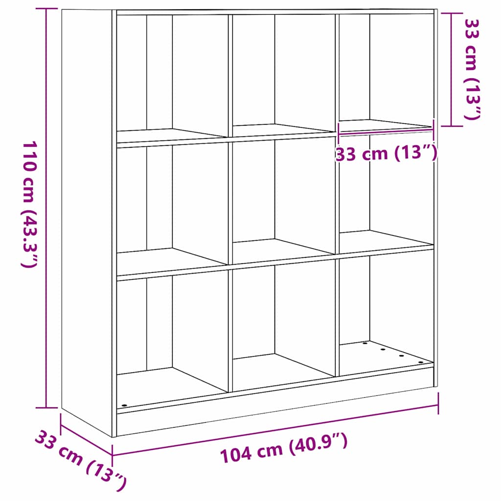 Bücherregal / Raumteiler Wachsbraun 104 x 33 x 110 cm