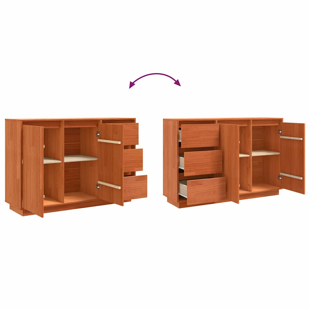 Sideboard Braun 111 x 34 x 75 cm Massivholz Kiefer