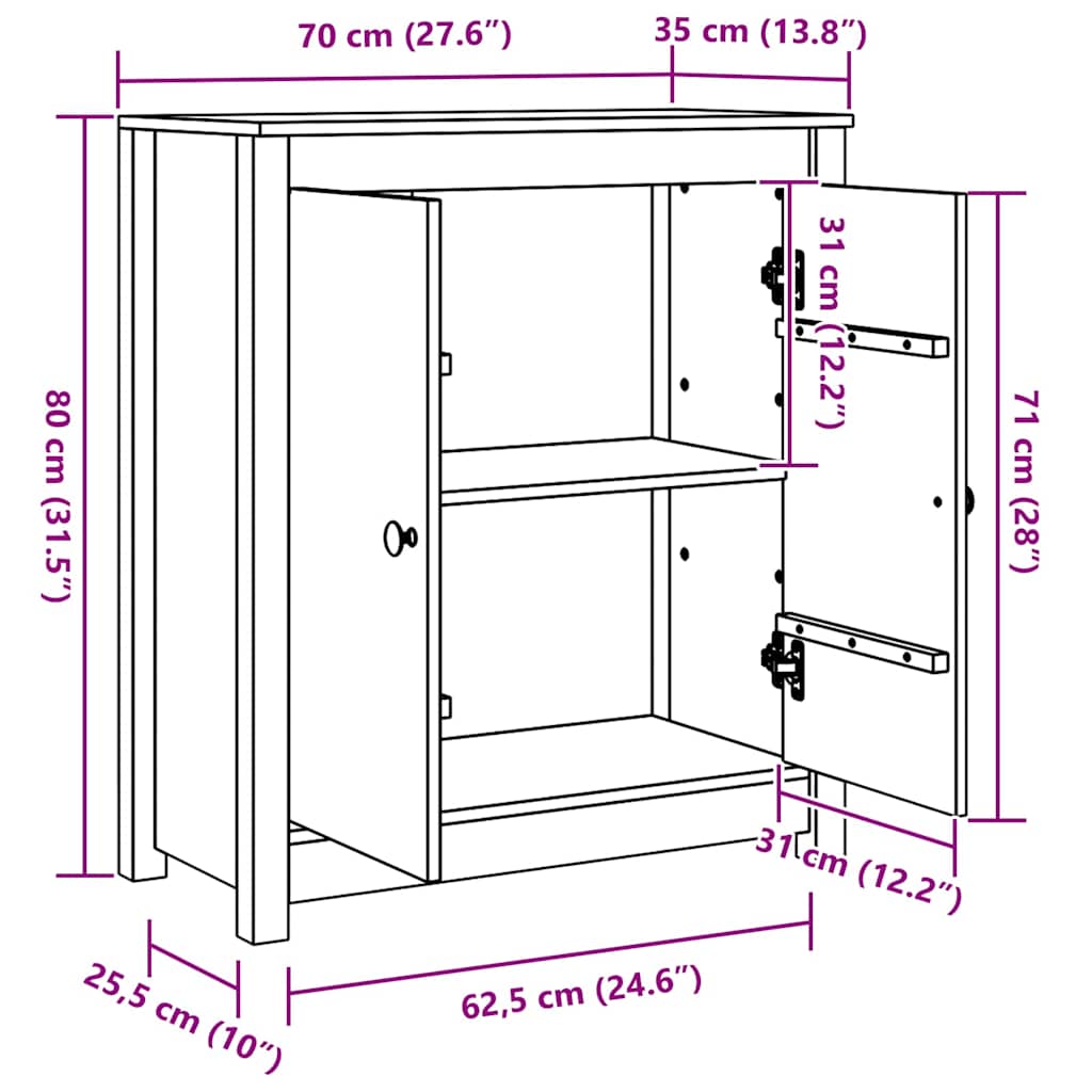 Sideboard Braun 70 x 35 x 80 cm