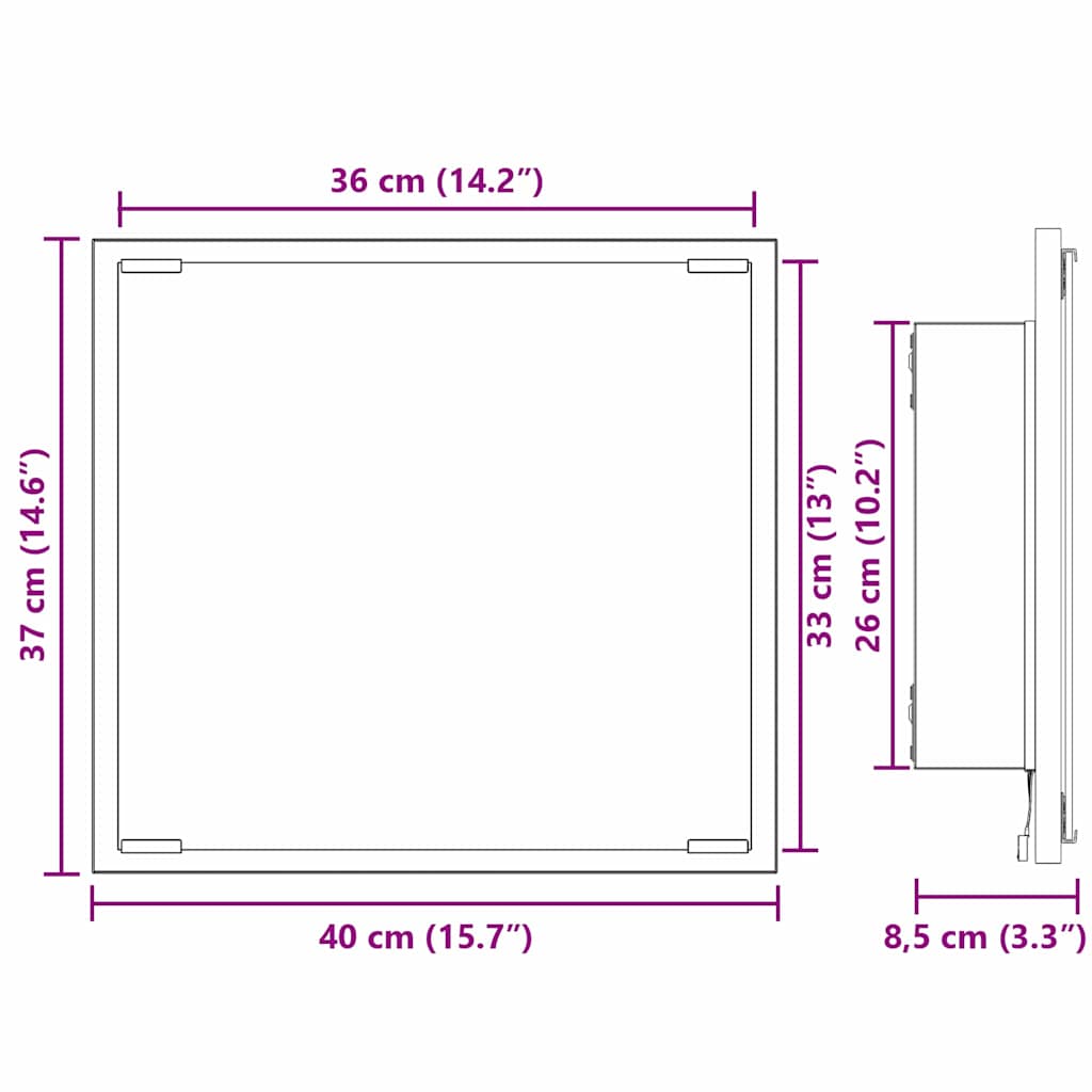 LED Badezimmer Spiegel Geräucherte Eiche 40 x 8,5 x 37 cm