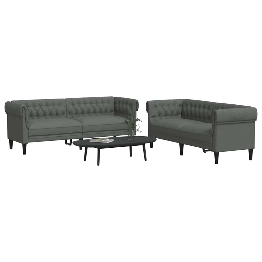 Sofa Set Dunkelgrau Stoff