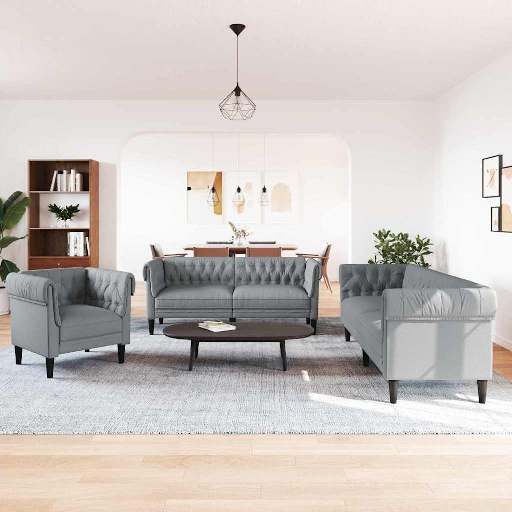 Sofa Set Hellgrau Stoff