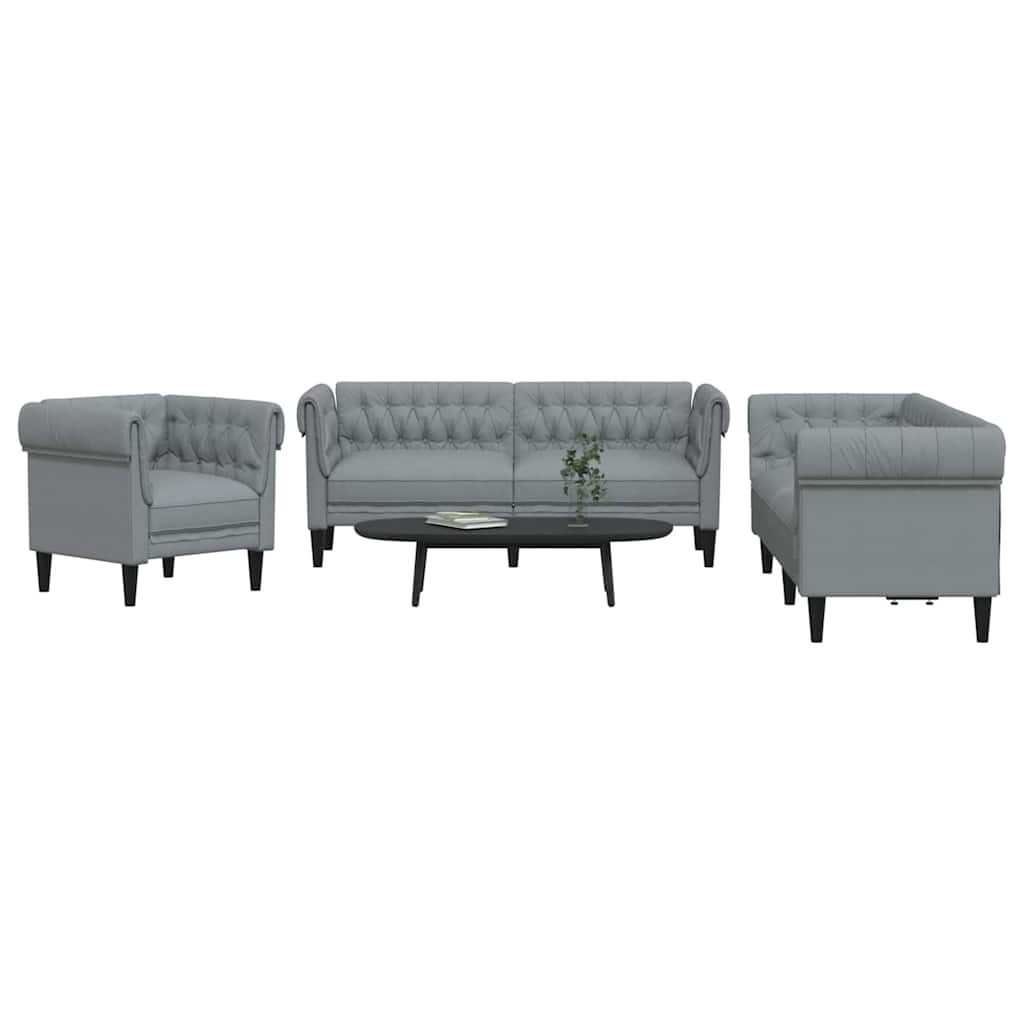 Sofa Set Hellgrau Stoff