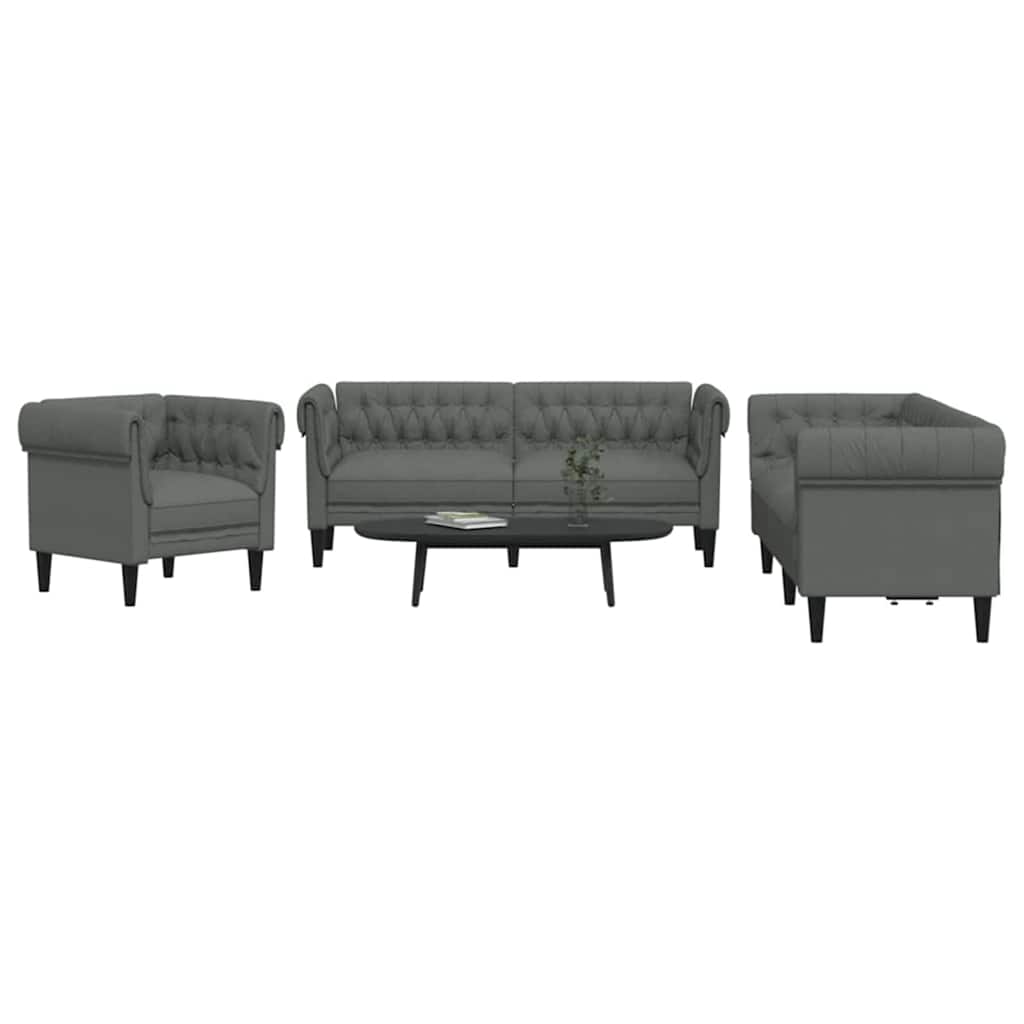 Sofa Set Dunkelgrau Stoff