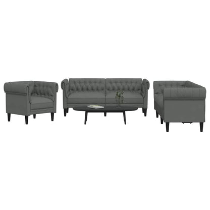Sofa Set Dunkelgrau Stoff
