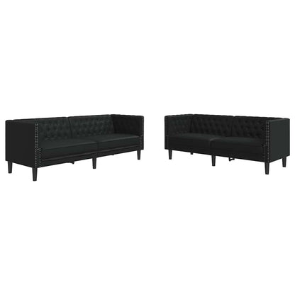 Sofa Set 2 pcs Schwarz 194 x 74.5 x 70.5 cm Kunstleder