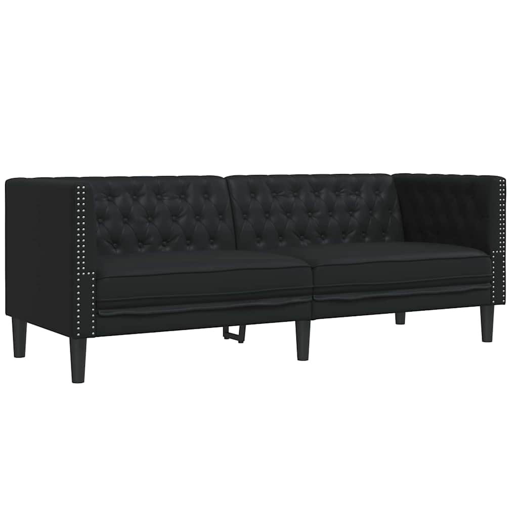 Sofa Set 2 pcs Schwarz 194 x 74.5 x 70.5 cm Kunstleder