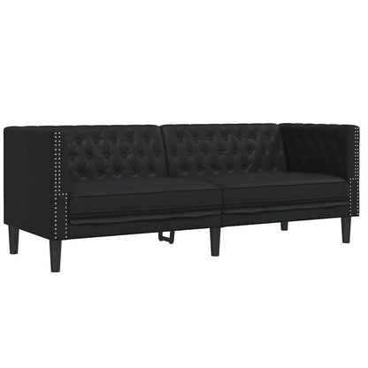 Sofa Set 2 pcs Schwarz 194 x 74.5 x 70.5 cm Kunstleder