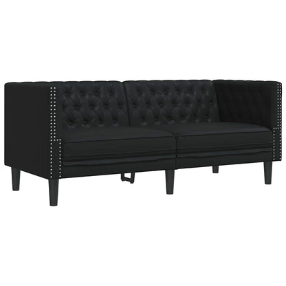 Sofa Set 2 pcs Schwarz 194 x 74.5 x 70.5 cm Kunstleder