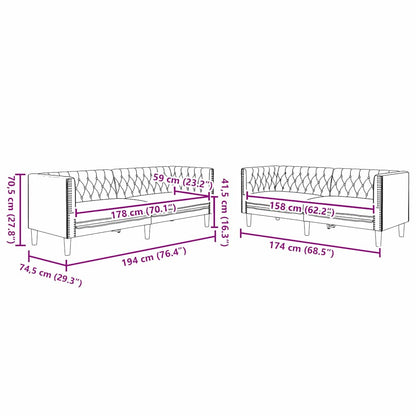 Sofa Set 2 pcs Schwarz 194 x 74.5 x 70.5 cm Kunstleder