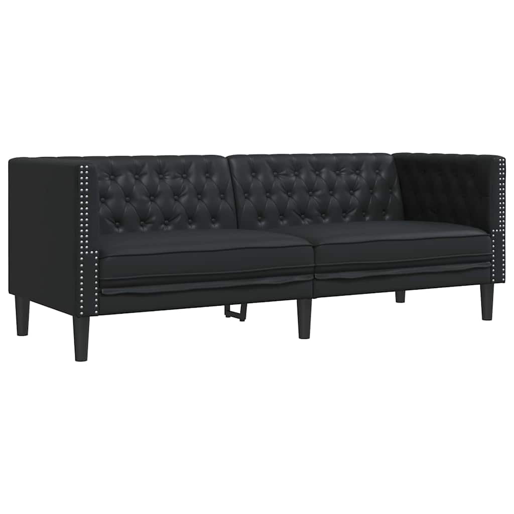 Sofa Set 3 pcs Schwarz 194 x 74.5 x 70.5 cm Kunstleder