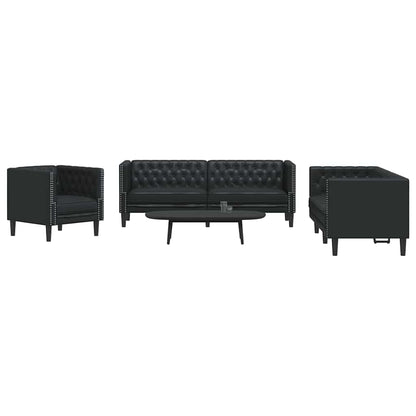 Sofa Set 3 pcs Schwarz 194 x 74.5 x 70.5 cm Kunstleder