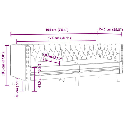Sofa Set 3 pcs Schwarz 194 x 74.5 x 70.5 cm Kunstleder