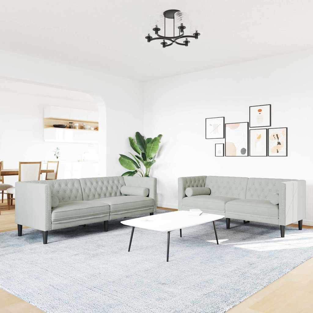 Sofa Set Hellgrau Samt