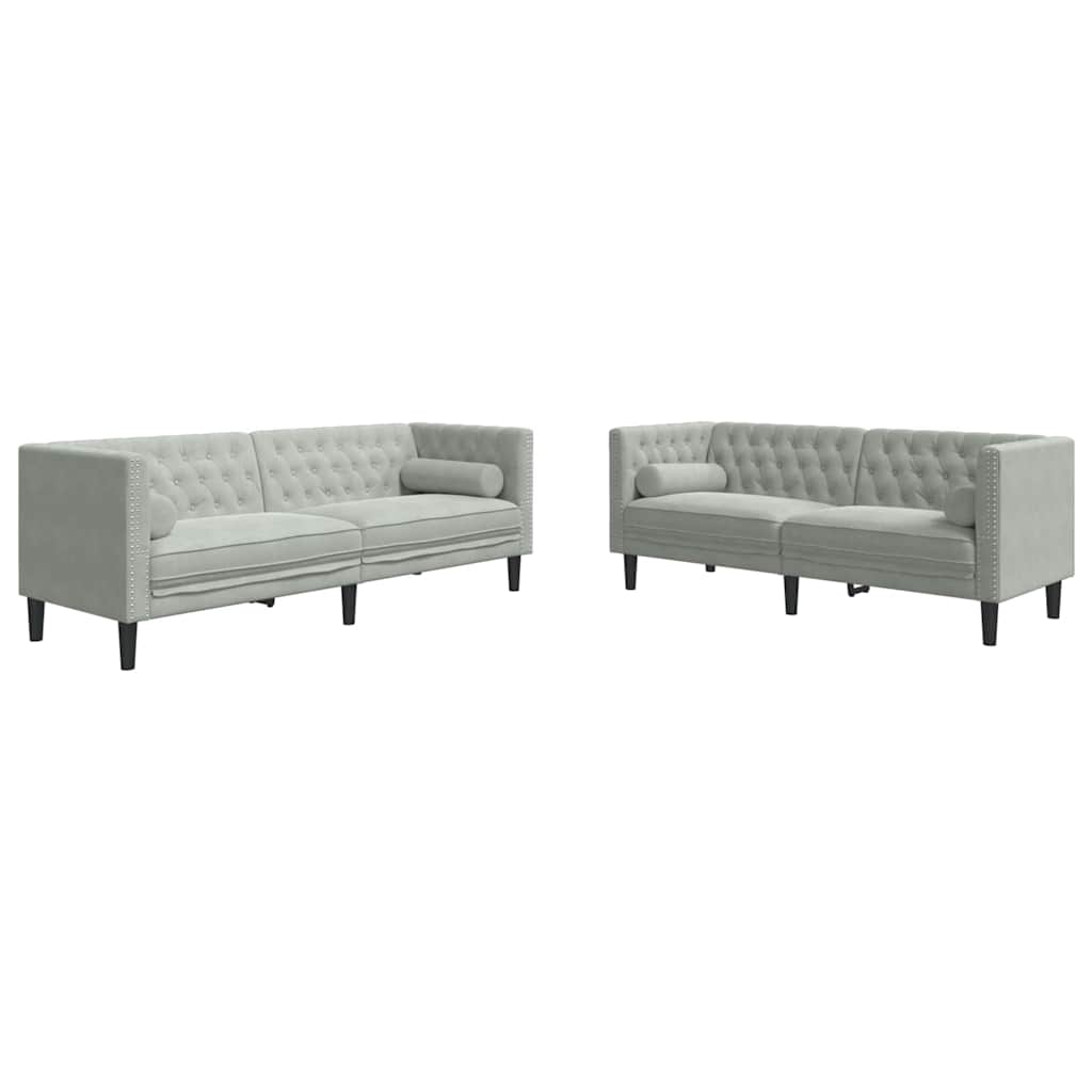 Sofa Set Hellgrau Samt