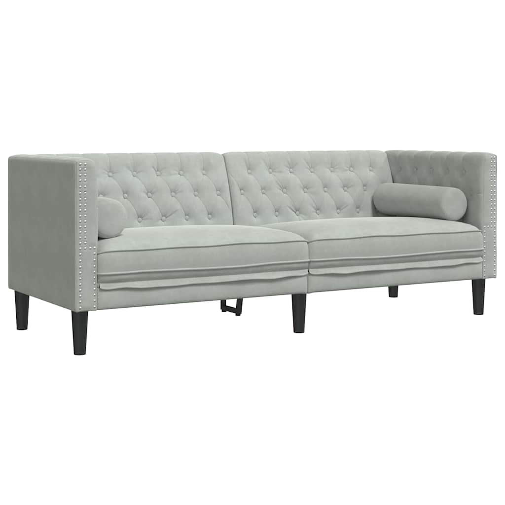 Sofa Set Hellgrau Samt