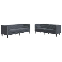 Sofa Set Dunkelgrau Samt