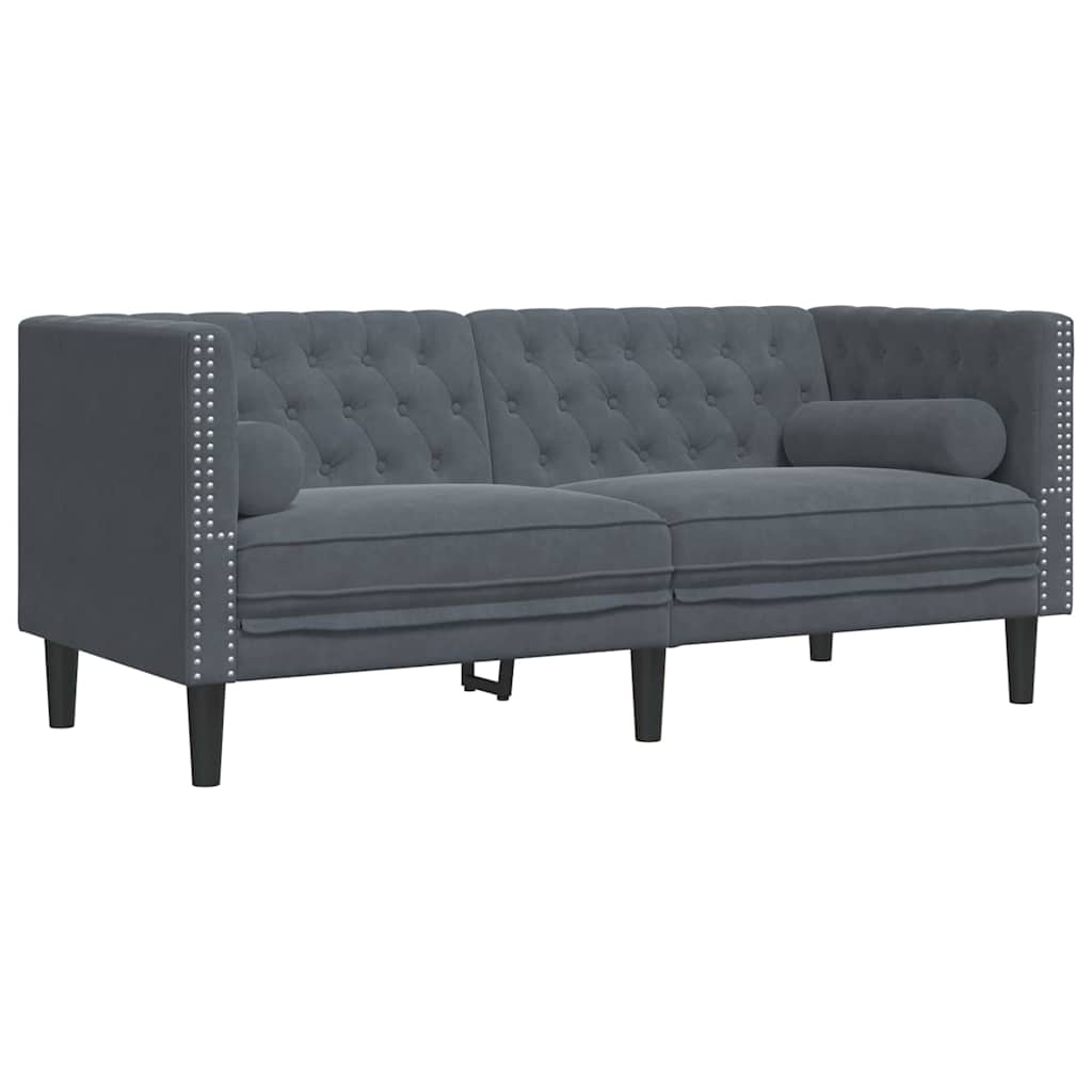 Sofa Set Dunkelgrau Samt