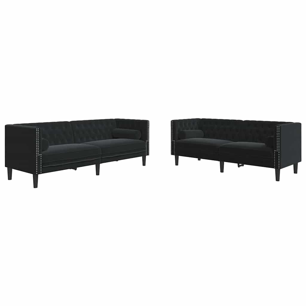 Sofa Set Schwarz Samt