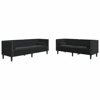 Sofa Set Schwarz Samt
