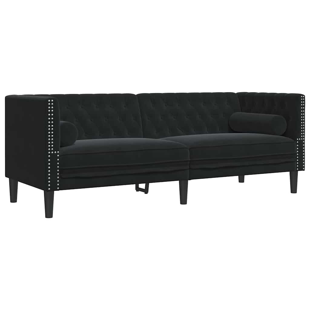 Sofa Set Schwarz Samt