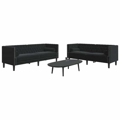 Sofa Set Schwarz Samt