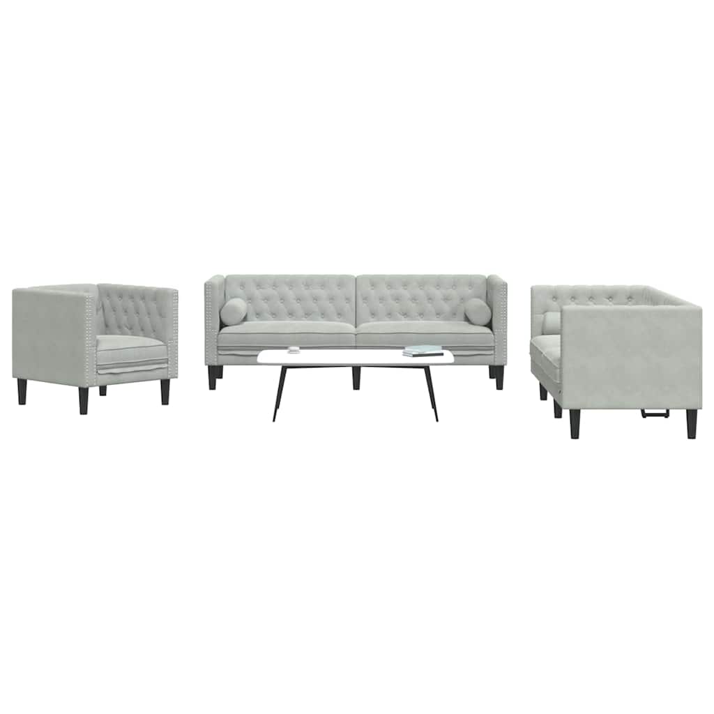 Sofa Set Hellgrau Samt