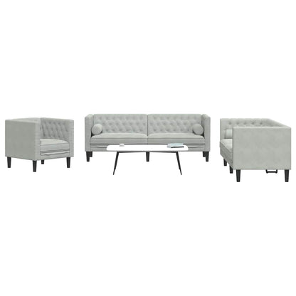 Sofa Set Hellgrau Samt