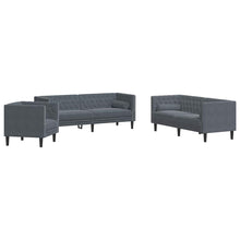 Sofa Set Dunkelgrau Samt