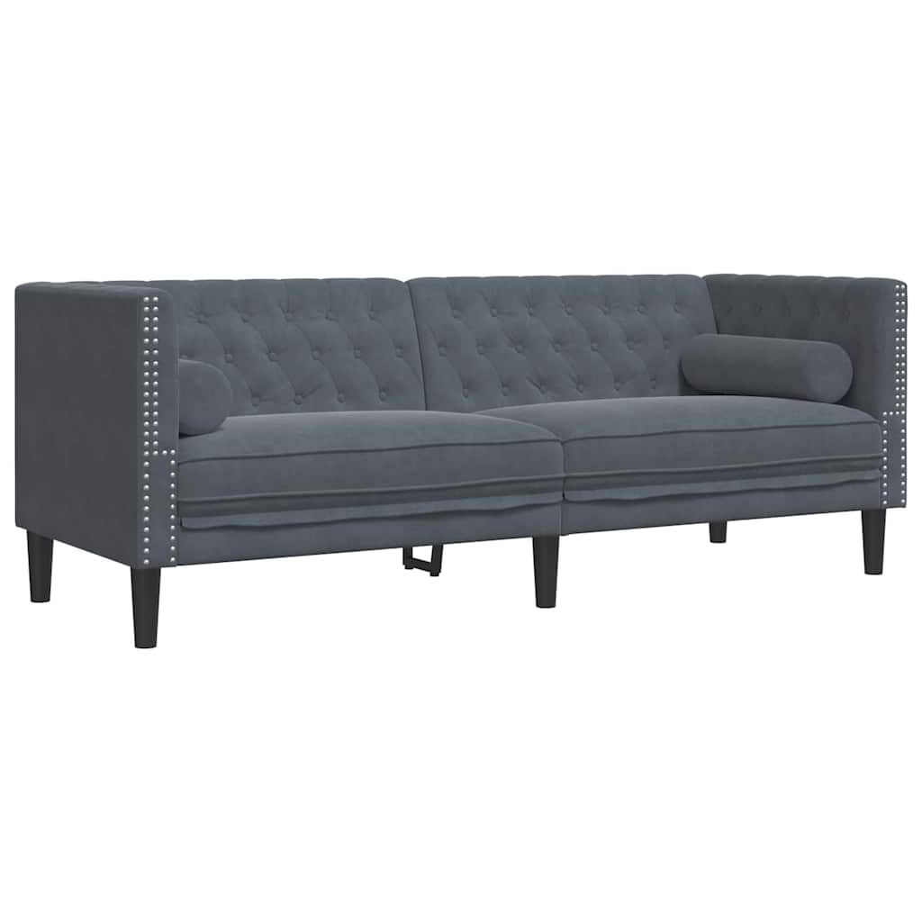 Sofa Set Dunkelgrau Samt