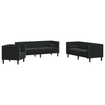 Sofa Set Schwarz Samt