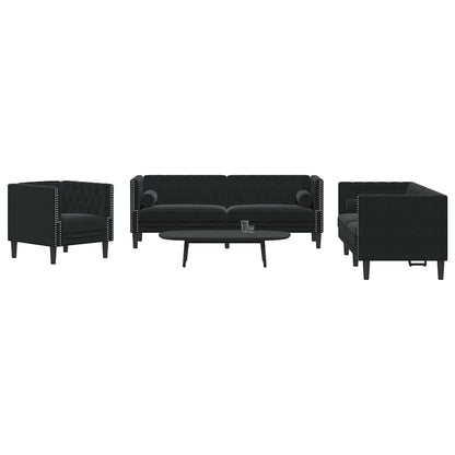 Sofa Set Schwarz Samt