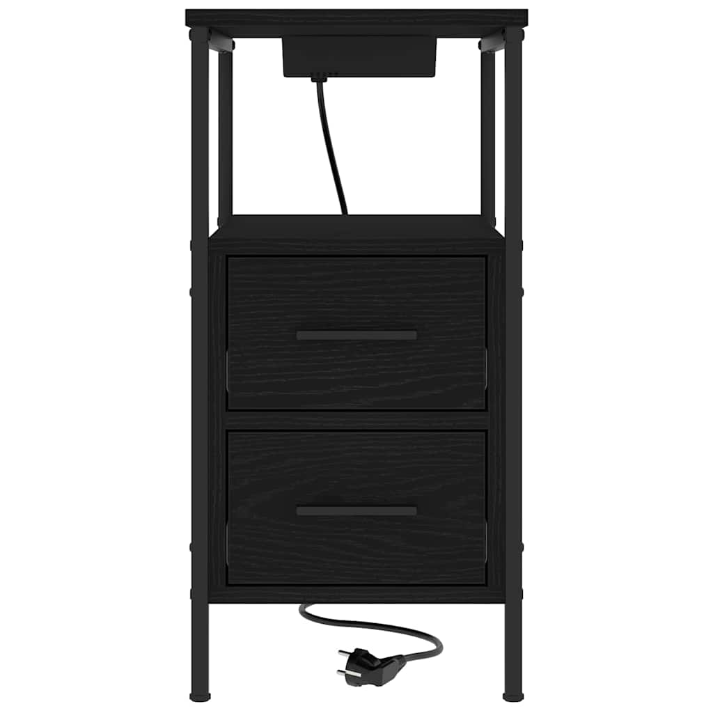 Nachttisch 2 pcs Schwarz Eichen-Optik 30 x 48 x 61 cm