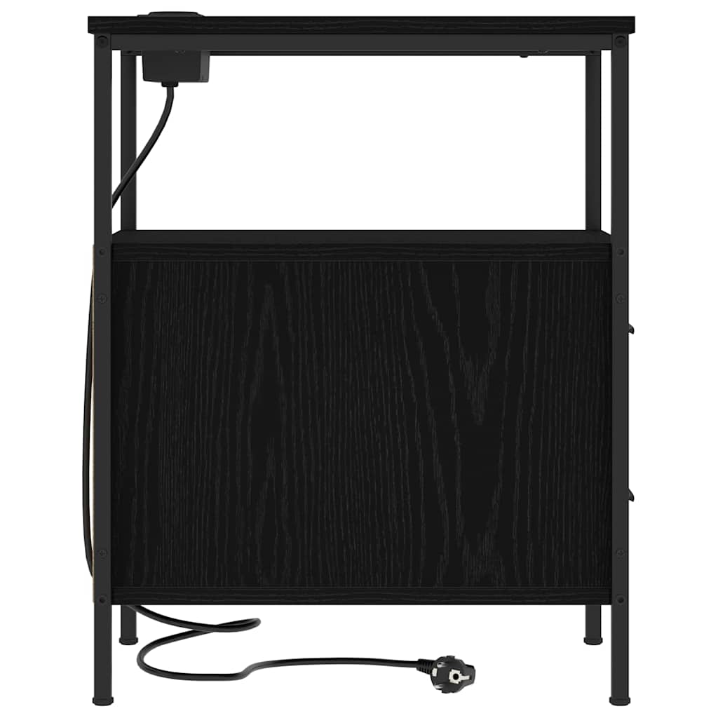 Nachttisch 2 pcs Schwarz Eichen-Optik 30 x 48 x 61 cm