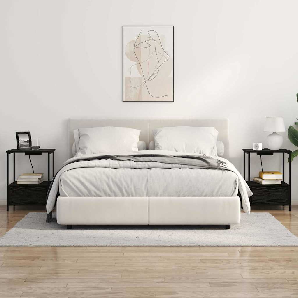 Nachttisch mit Ladestation Schwarze Eiche Holzwerkstoff