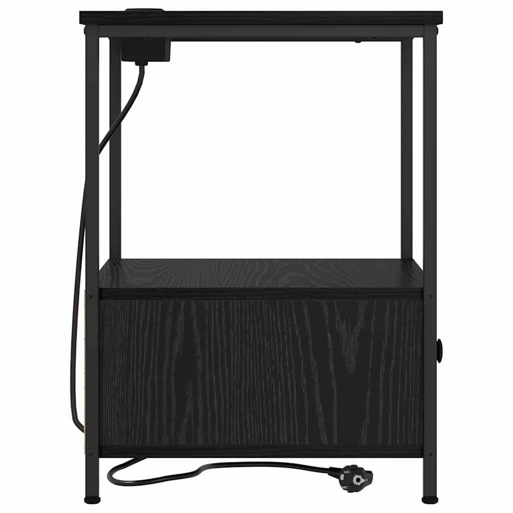 Nachttisch mit Ladestation Schwarze Eiche Holzwerkstoff