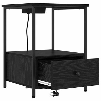 Nachttisch mit Ladestation 2 pcs Schwarze Eiche Holzwerkstoff