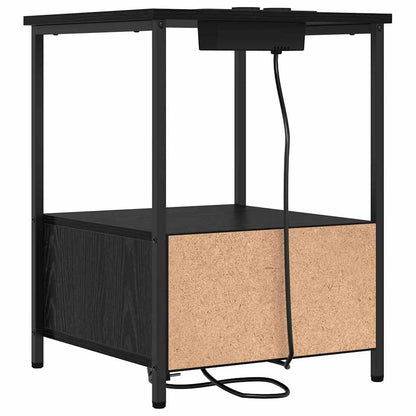 Nachttisch mit Ladestation 2 pcs Schwarze Eiche Holzwerkstoff
