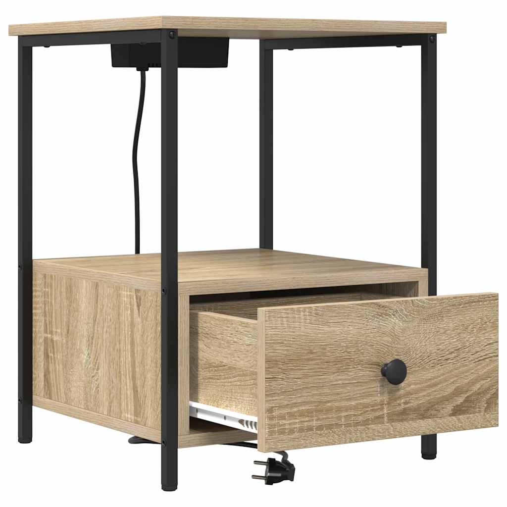 Nachttisch mit Ladestation 2 pcs Sonoma Eiche Holzwerkstoff