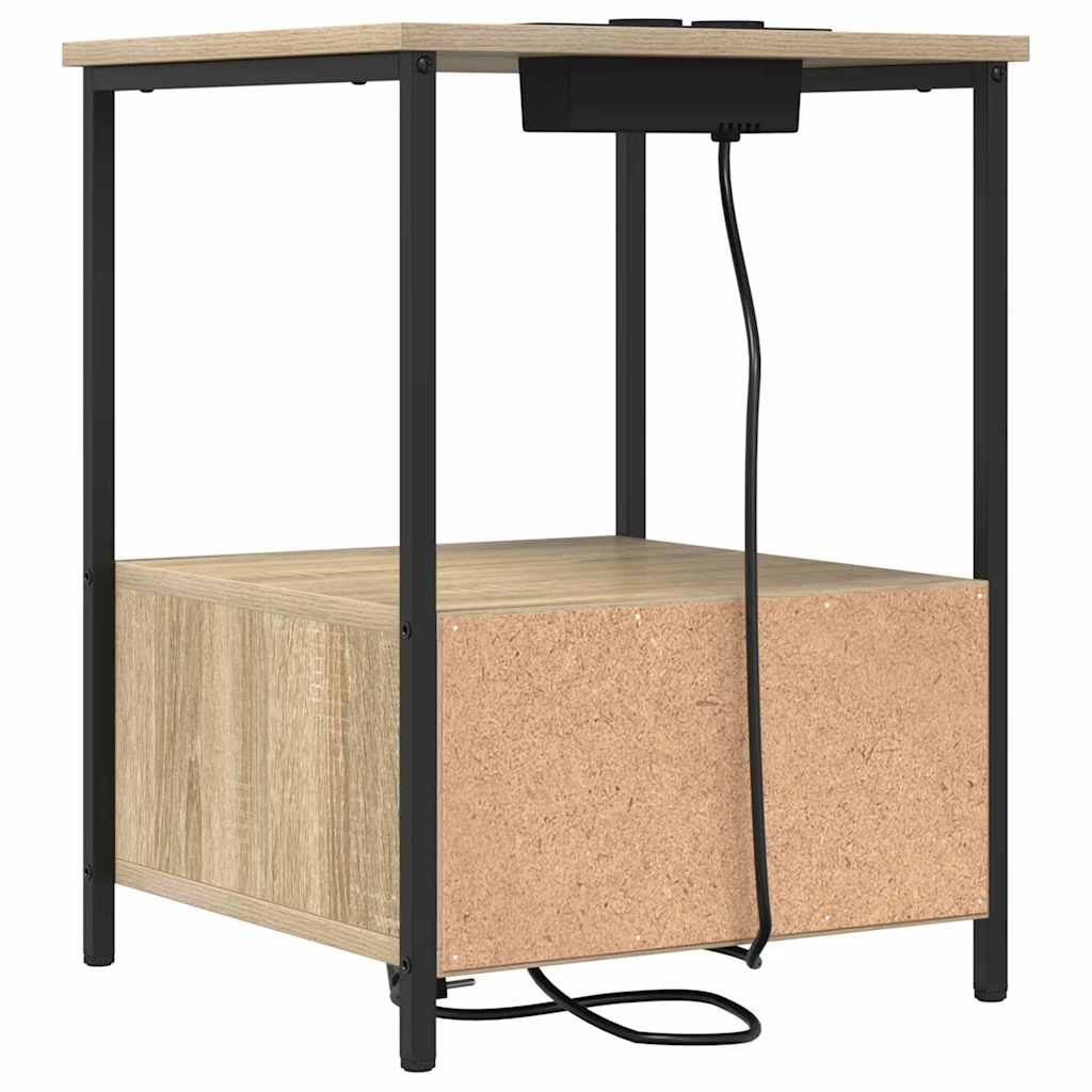 Nachttisch mit Ladestation 2 pcs Sonoma Eiche Holzwerkstoff