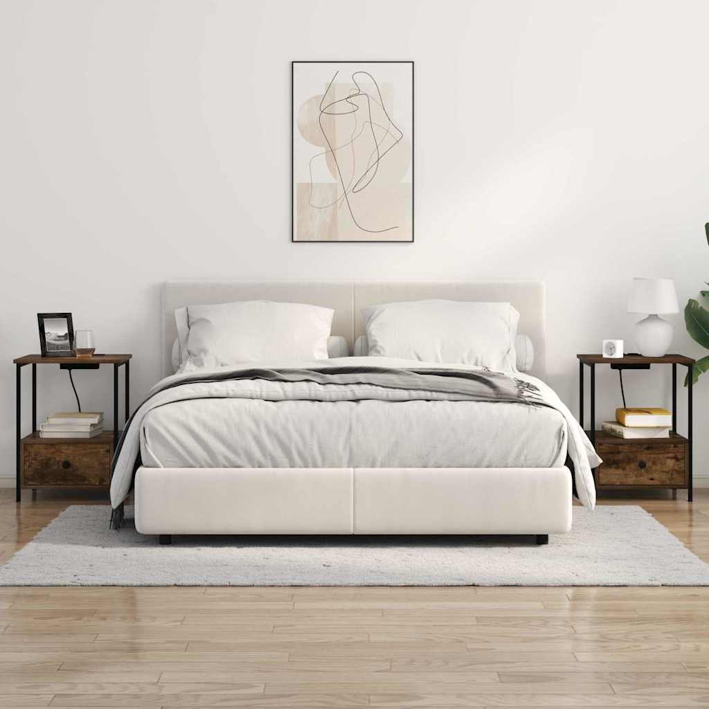 Nachttisch mit Ladestation Räuchereiche Holzwerkstoff